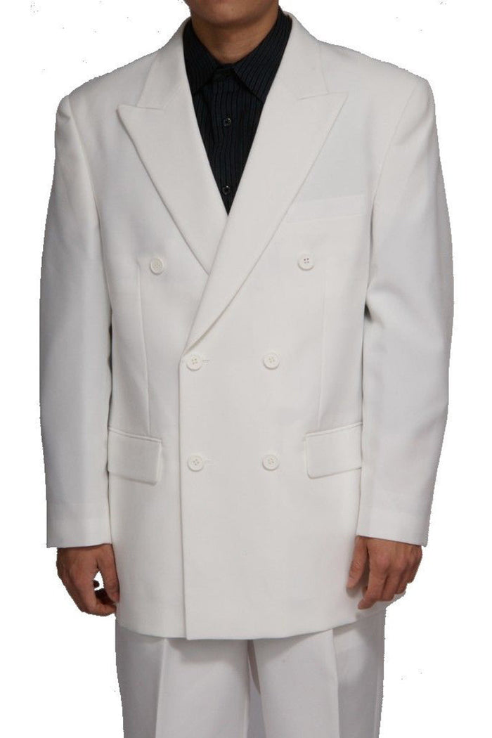 Mens Classic Poplin Double Breasted Suit in Ivory by Vinci