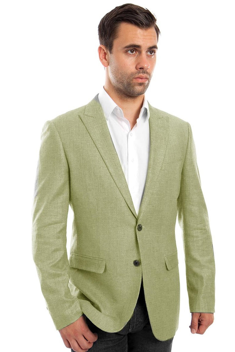 Men's Linen Mint Green Blazer by Tazio Suits