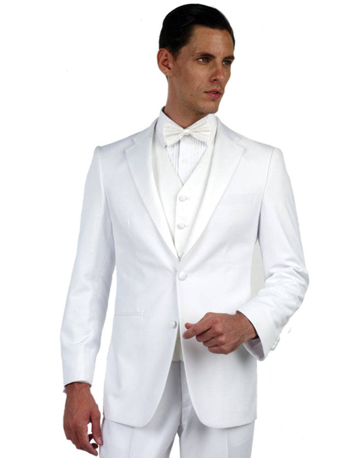 White Prom Suit - White Prom Tuxedo Suits - White Wedding Tuxedo Mens Vested Slim Fit Prom Tuxedo Tuxedo