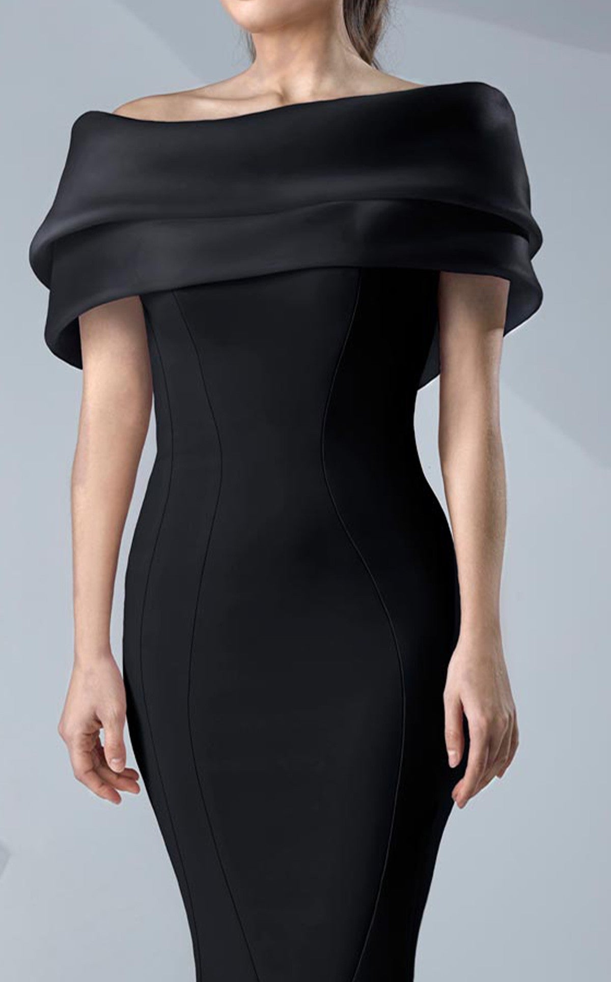 Gaby Charbachy G0620 Off-Shoulder Ruffled Evening Gown in Black by MNM Couture