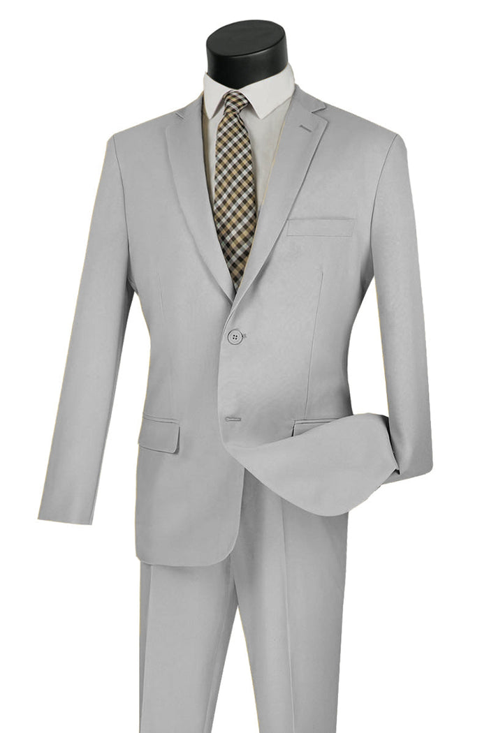 Mens Basic 2 Button Classic Fit Poplin Suit in Brown by Vinci
