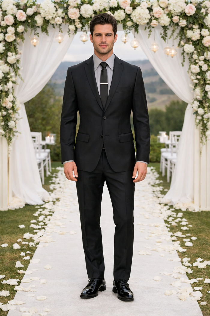 Galante Uomo Made in Italy Wool Black Suit by Usamensoutlet