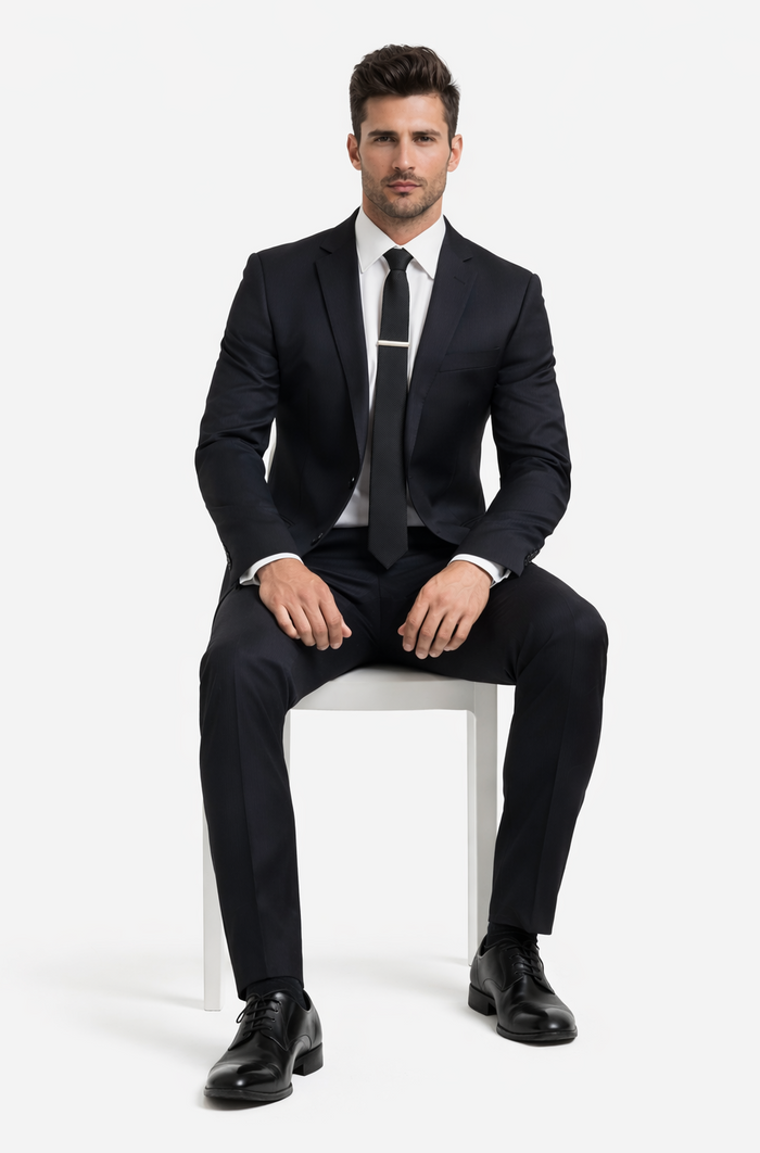 Galante Uomo Made in Italy Wool Black Suit by Usamensoutlet