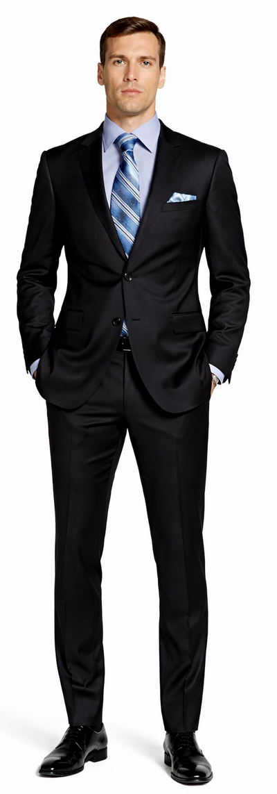 Giorgio Fiorelli Black and French Blue Two-Button Suit by Usamensoutlet