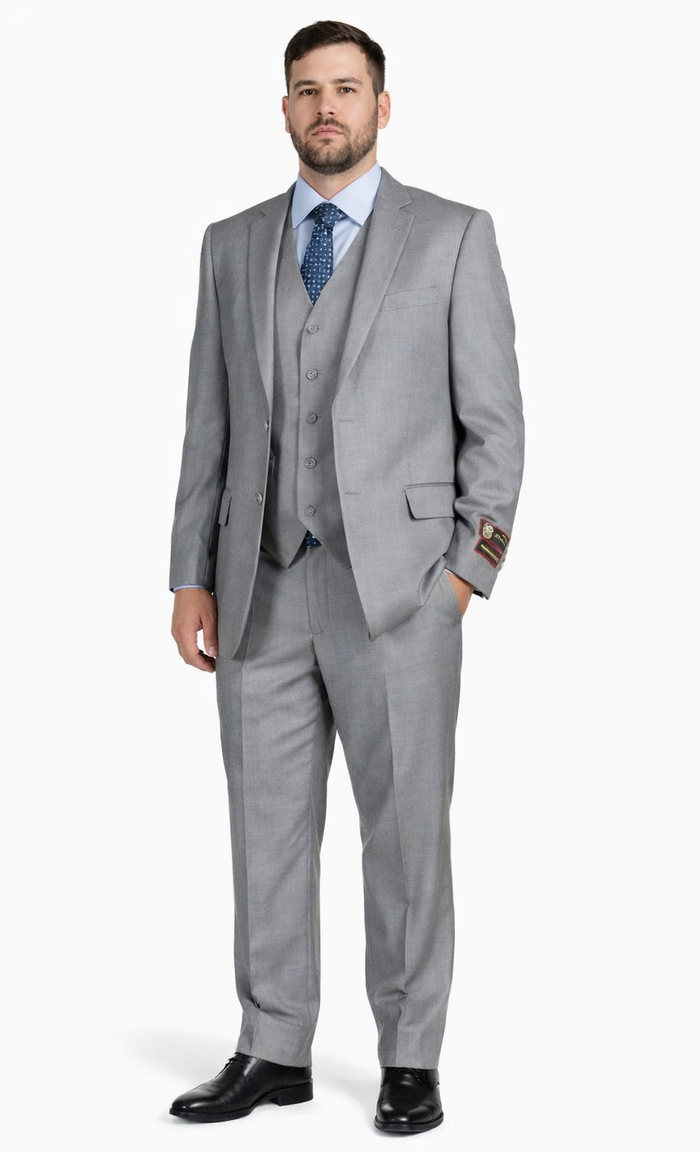 Giorgio Fiorelli Grey Two-Button Suit + Vest by Usamensoutlet