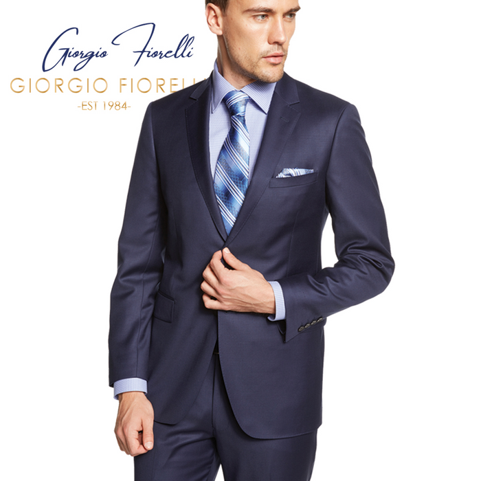 Giorgio Fiorelli Black and French Blue Two-Button Suit by Usamensoutlet