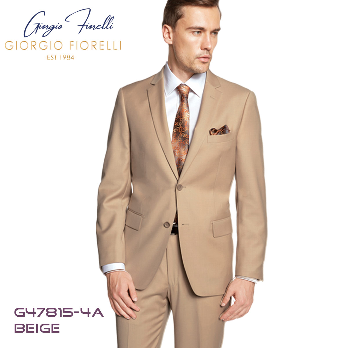 Giorgio Fiorelli Two-Button Suit in Burgundy, Camel, Beige