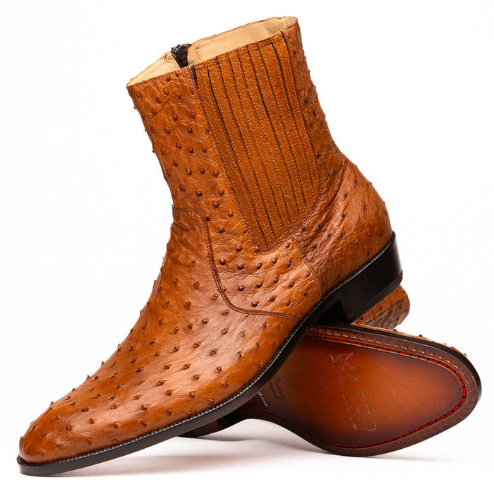 Marco Di Milano Giorgio Ostrich Quill Dress Boots Brandy