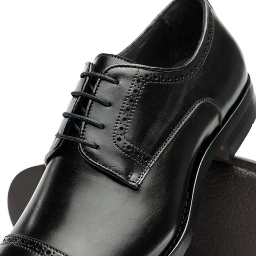Zelli Giovanni Black Cap Toe Brogues with Textured Finish