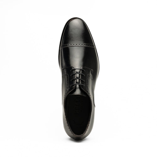 Zelli Giovanni Black Cap Toe Brogues with Textured Finish