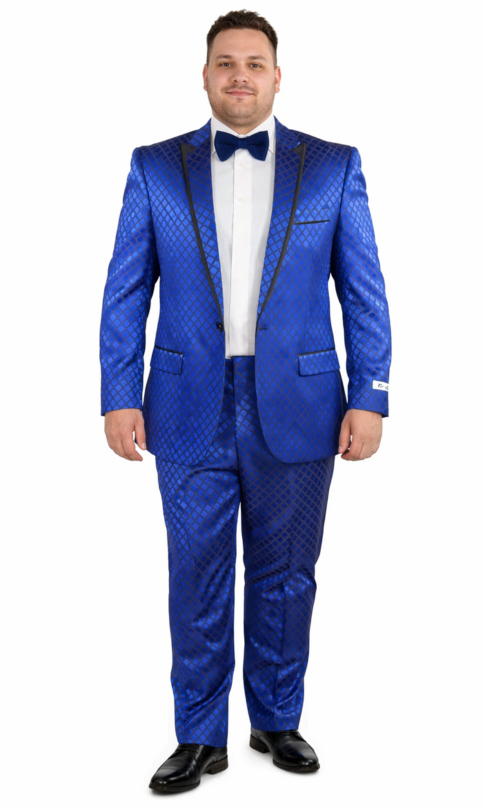 Giovanni Testi Navy Checkered Slim Fit Suit Tuxedo by Usamensoutlet