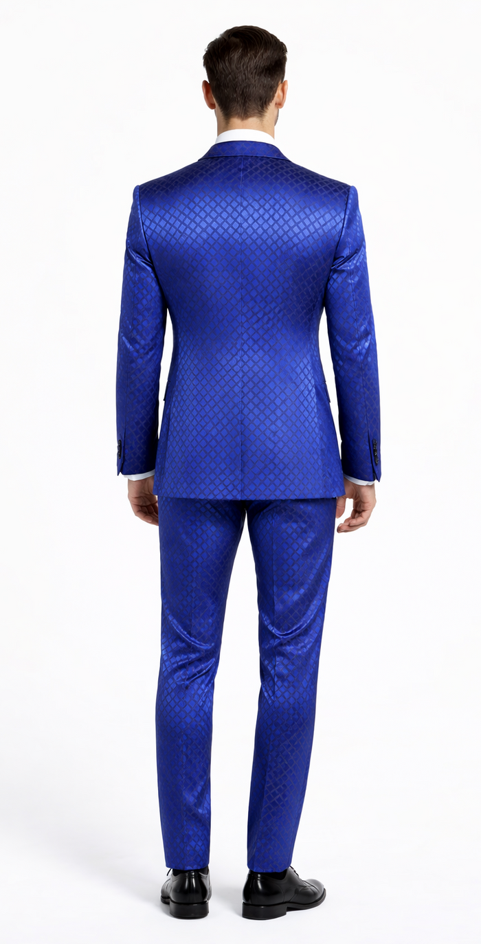Giovanni Testi Navy Checkered Slim Fit Suit Tuxedo by Usamensoutlet