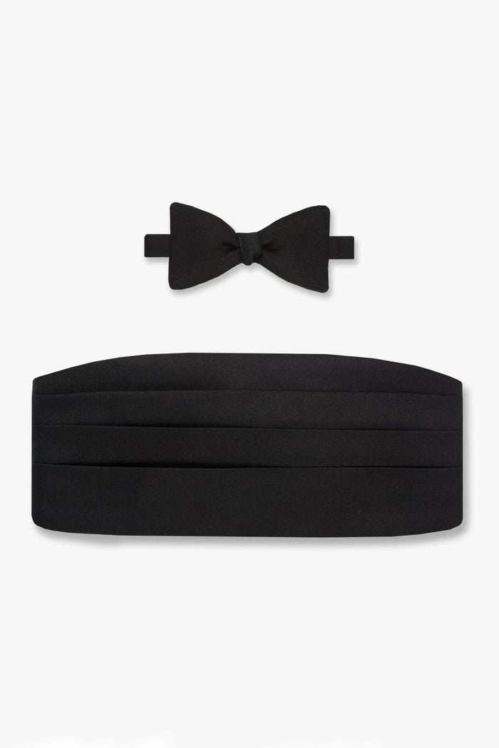 Black Silk Satin Bow Tie & Cummerbund Set by Gitman