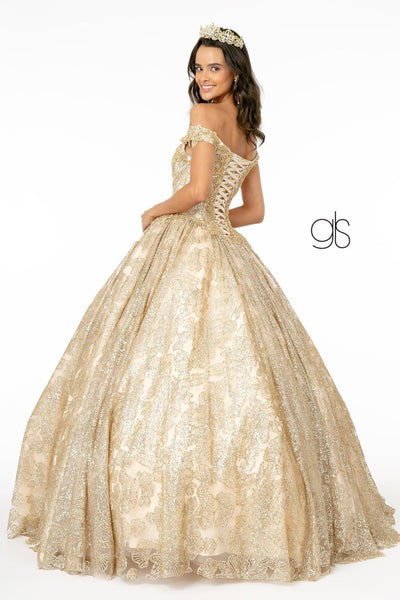 Glitter Print Off Shoulder Gown by Elizabeth KGL1820