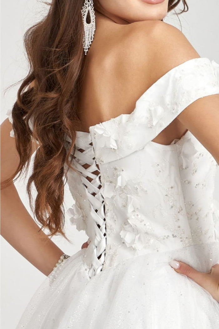 Glitter Print Short Off Shoulder Dress by Elizabeth KGS1978