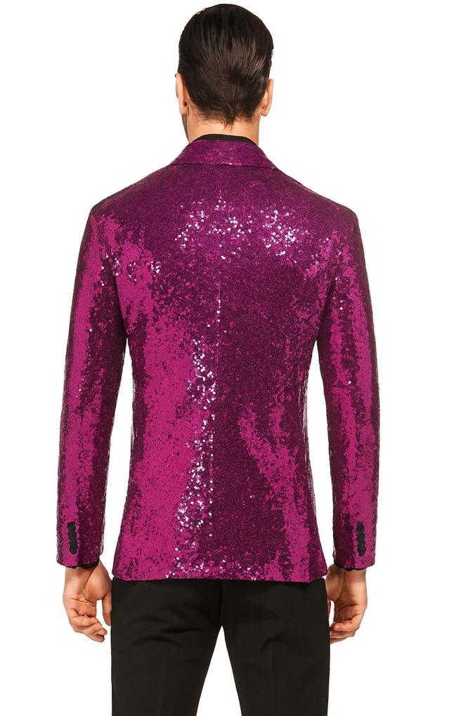 Glitter Tuxedo Dinner Jacket - Sequin Blazer - Hot Pink Flashy Stage Sport Coat By Alberto Nardoni