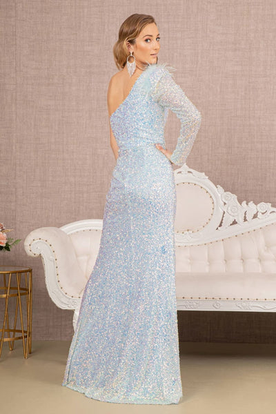 GLS by Gloria GL3128 One Shoulder High Slit Sequin Evening Gown