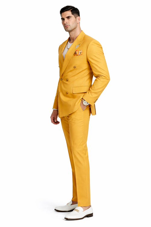 slim fit dress slacks Men's Light Gold Satin Dress Shirt with Tie & Handkerchief 20.5 35/36 / Gold main image 1