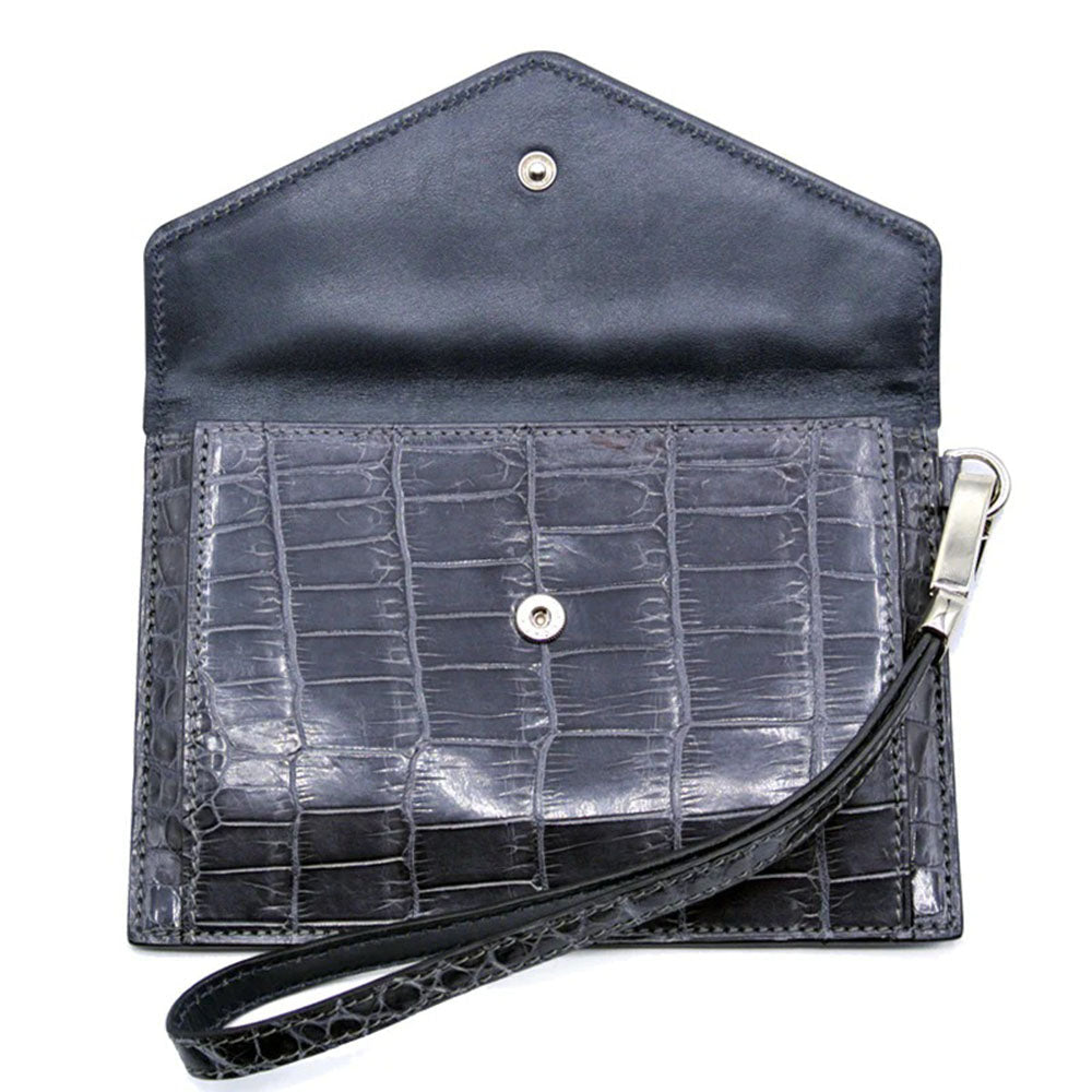 Zelli Gracen Genuine Nile Crocodile Envelope in Gray | A Zelli Italia Collaboration