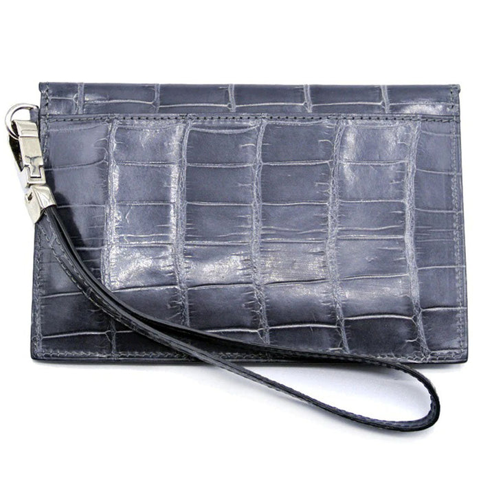 Zelli Gracen Genuine Nile Crocodile Envelope in Gray | A Zelli Italia Collaboration