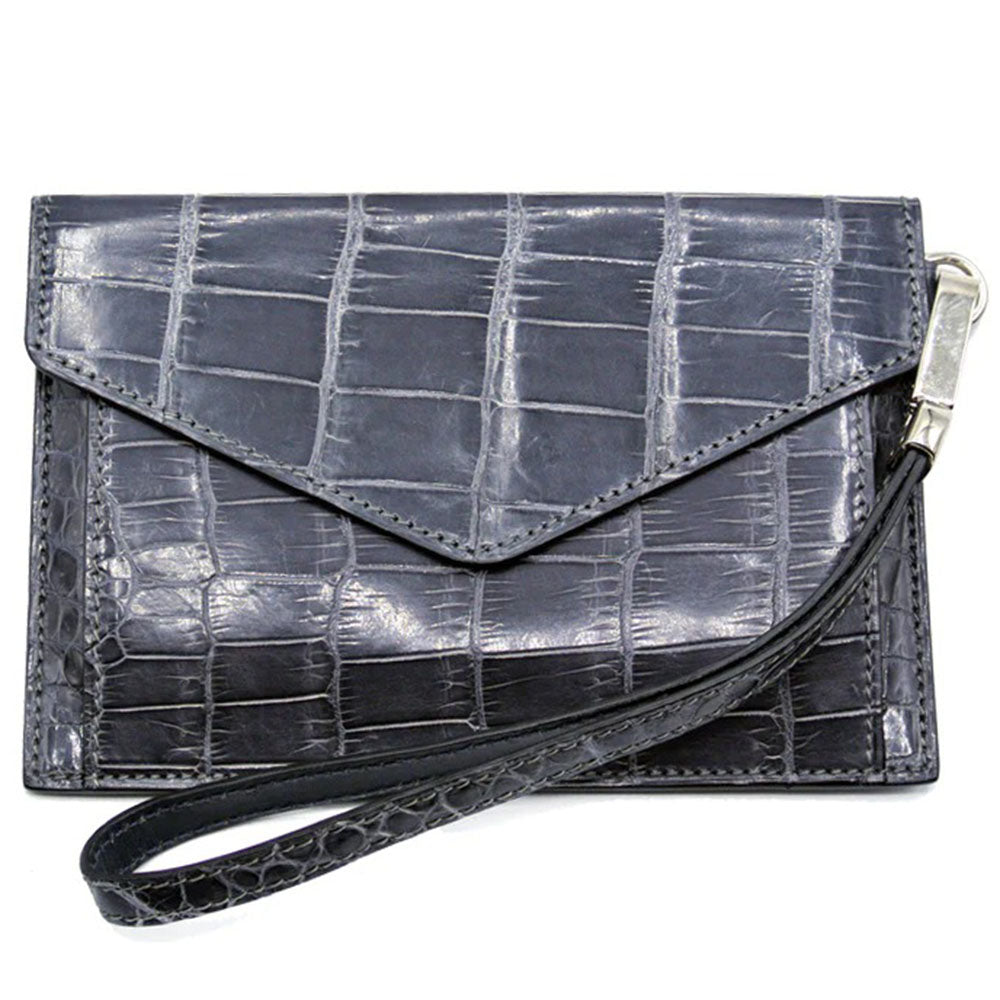 Zelli Gracen Genuine Nile Crocodile Envelope in Gray | A Zelli Italia Collaboration