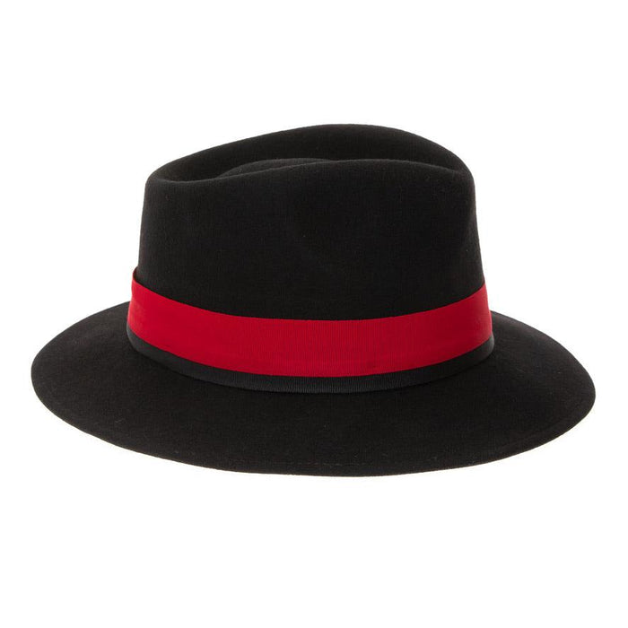 Black & Red Grayson Fedora 100% Australian Wool Crushable Hat by Ferrecci