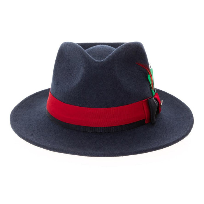 Navy & Red Grayson Fedora 100% Australian Wool Crushable Hat by Ferrecci