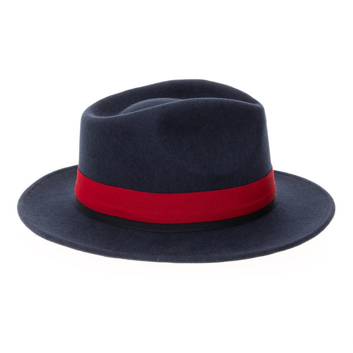 Navy & Red Grayson Fedora 100% Australian Wool Crushable Hat by Ferrecci