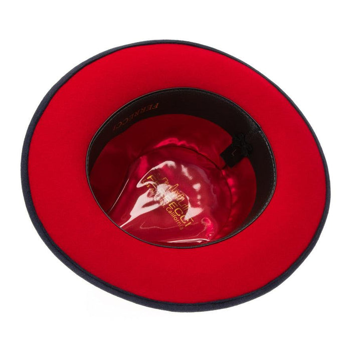 Navy & Red Grayson Fedora 100% Australian Wool Crushable Hat by Ferrecci
