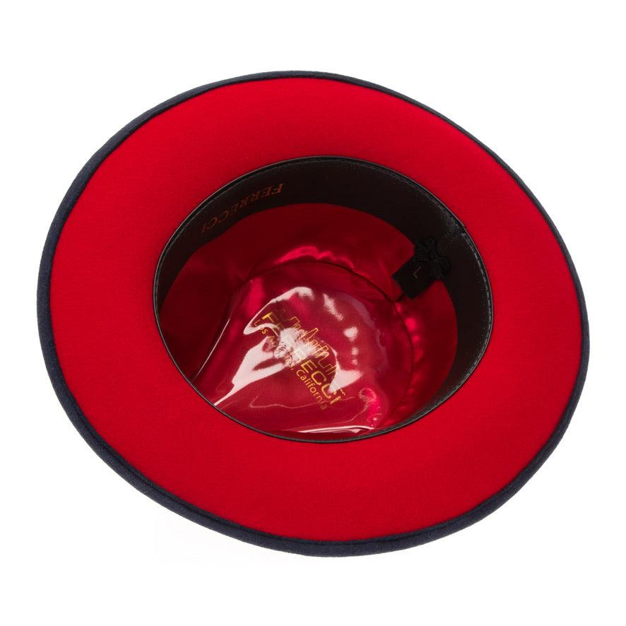 Navy & Red Grayson Fedora 100% Australian Wool Crushable Hat by Ferrecci