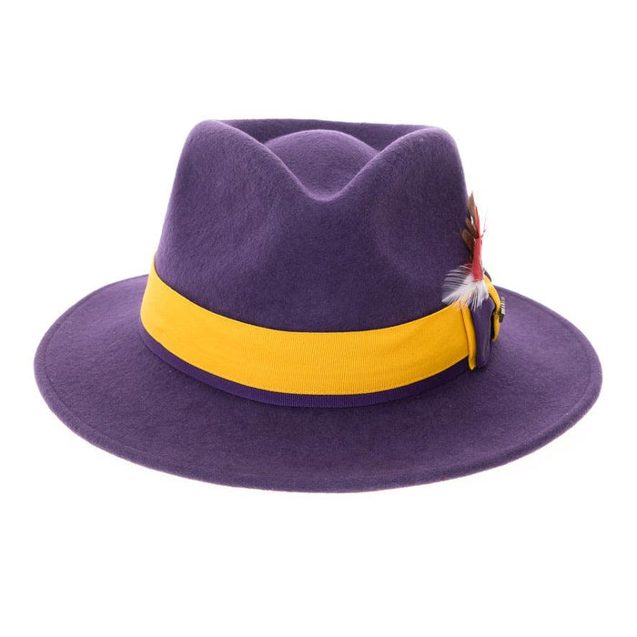 Purple & Gold Grayson Fedora 100% Australian Wool Crushable Hat by Ferrecci