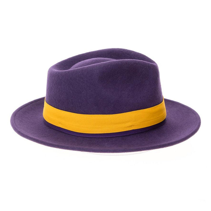 Purple & Gold Grayson Fedora 100% Australian Wool Crushable Hat by Ferrecci