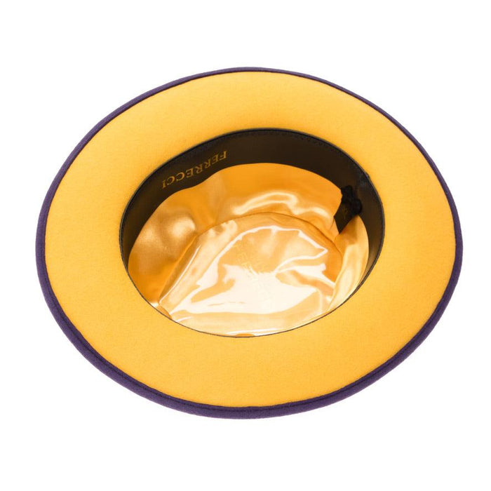 Purple & Gold Grayson Fedora 100% Australian Wool Crushable Hat by Ferrecci