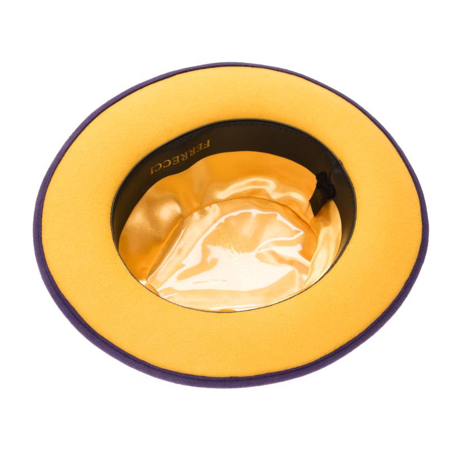 Purple & Gold Grayson Fedora 100% Australian Wool Crushable Hat by Ferrecci
