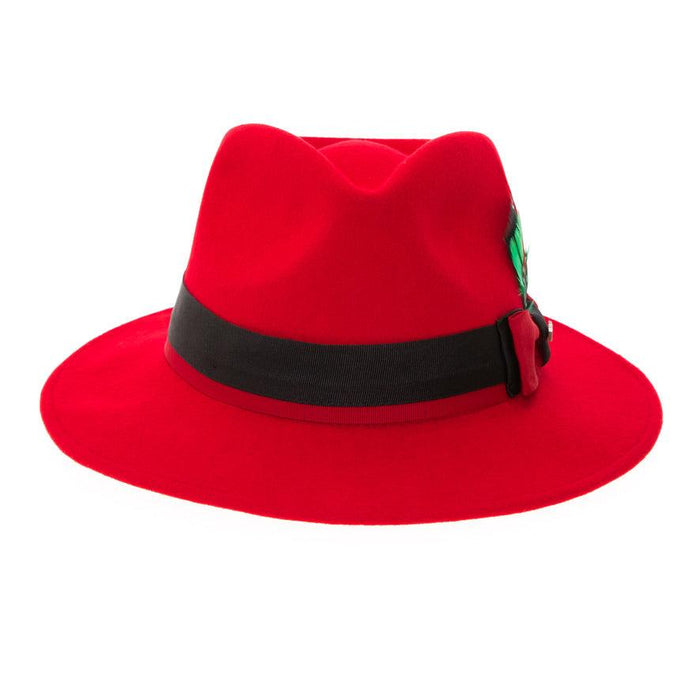 Red & Black Grayson Fedora 100% Australian Wool Crushable Hat by Ferrecci
