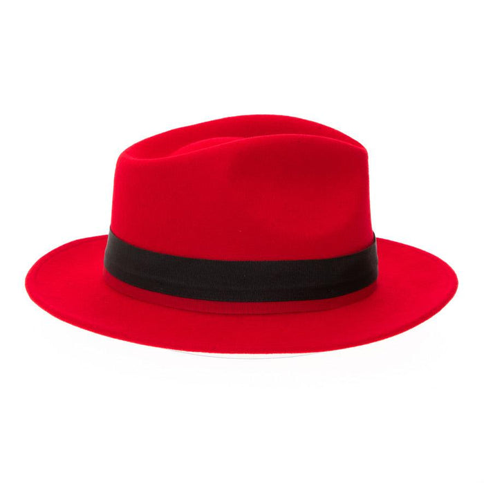 Red & Black Grayson Fedora 100% Australian Wool Crushable Hat by Ferrecci