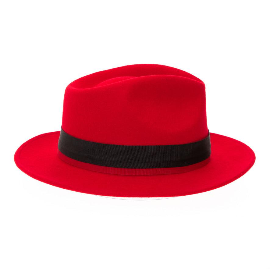 Red & Black Grayson Fedora 100% Australian Wool Crushable Hat by Ferrecci