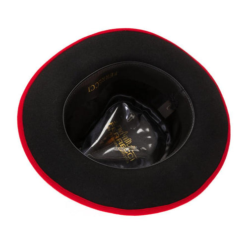 Red & Black Grayson Fedora 100% Australian Wool Crushable Hat by Ferrecci