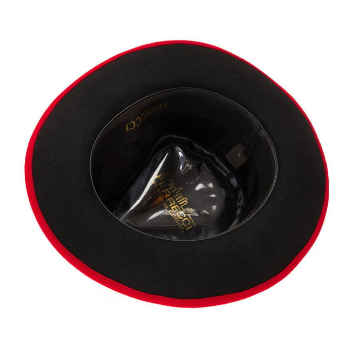 Red & Black Grayson Fedora 100% Australian Wool Crushable Hat by Ferrecci