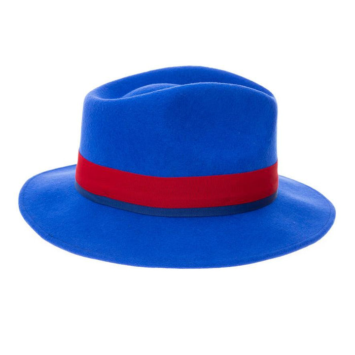 Royal Blue & Red Grayson Fedora 100% Australian Wool Crushable Hat by Ferrecci