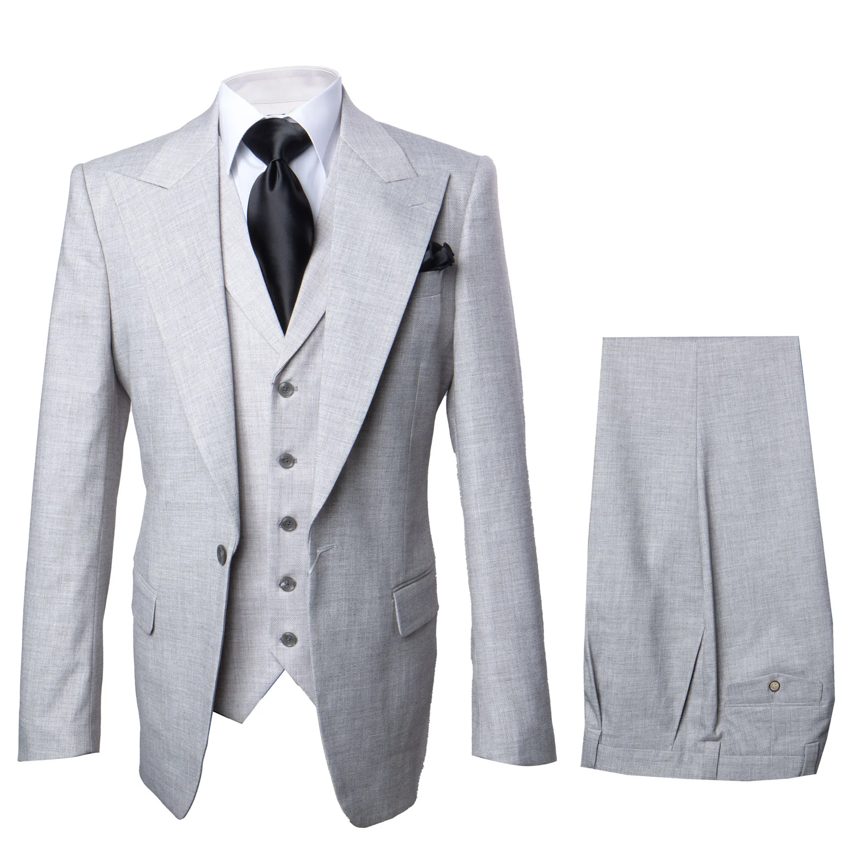 Grey One Button 3 Piece Suit by Rossiman