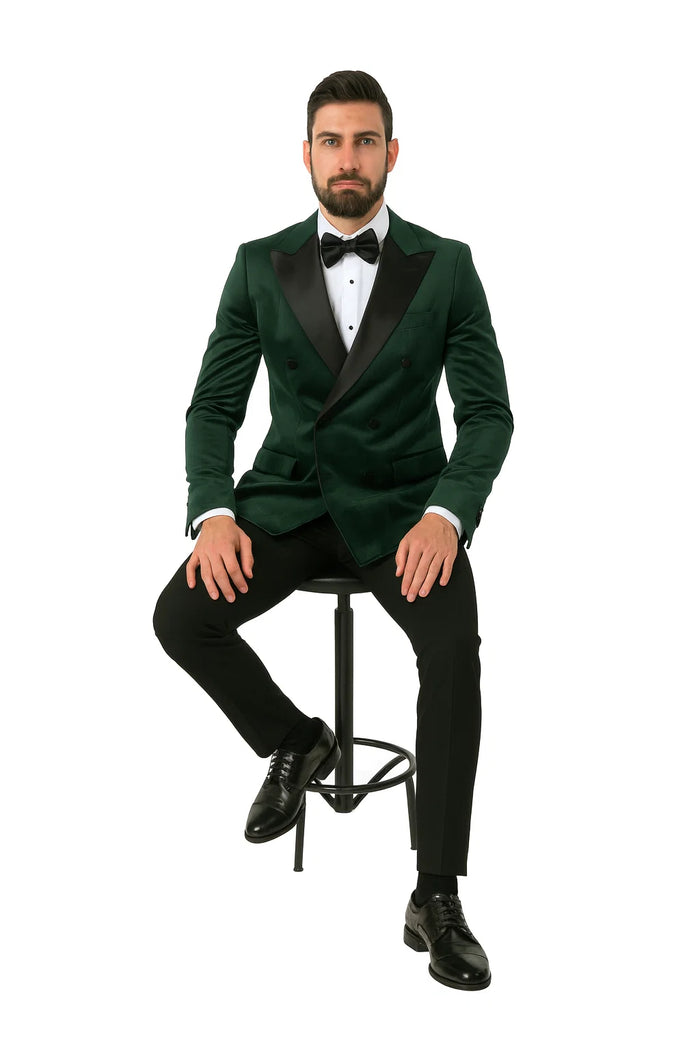 Green Velvet Double Breasted Tuxedo Jacket - Wedding & Prom by USA Men's Outlet