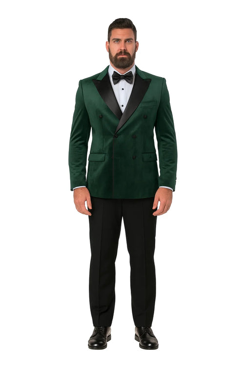 Green Velvet Double Breasted Tuxedo Jacket – Wedding & Prom