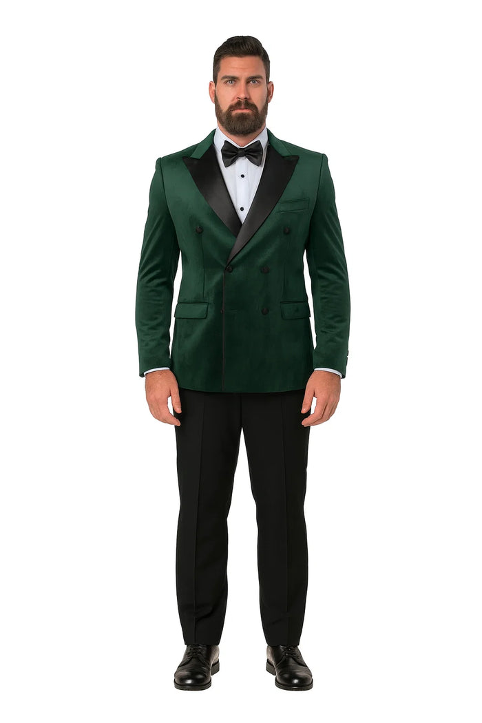 Green Velvet Double Breasted Tuxedo Jacket - Wedding & Prom by USA Men's Outlet