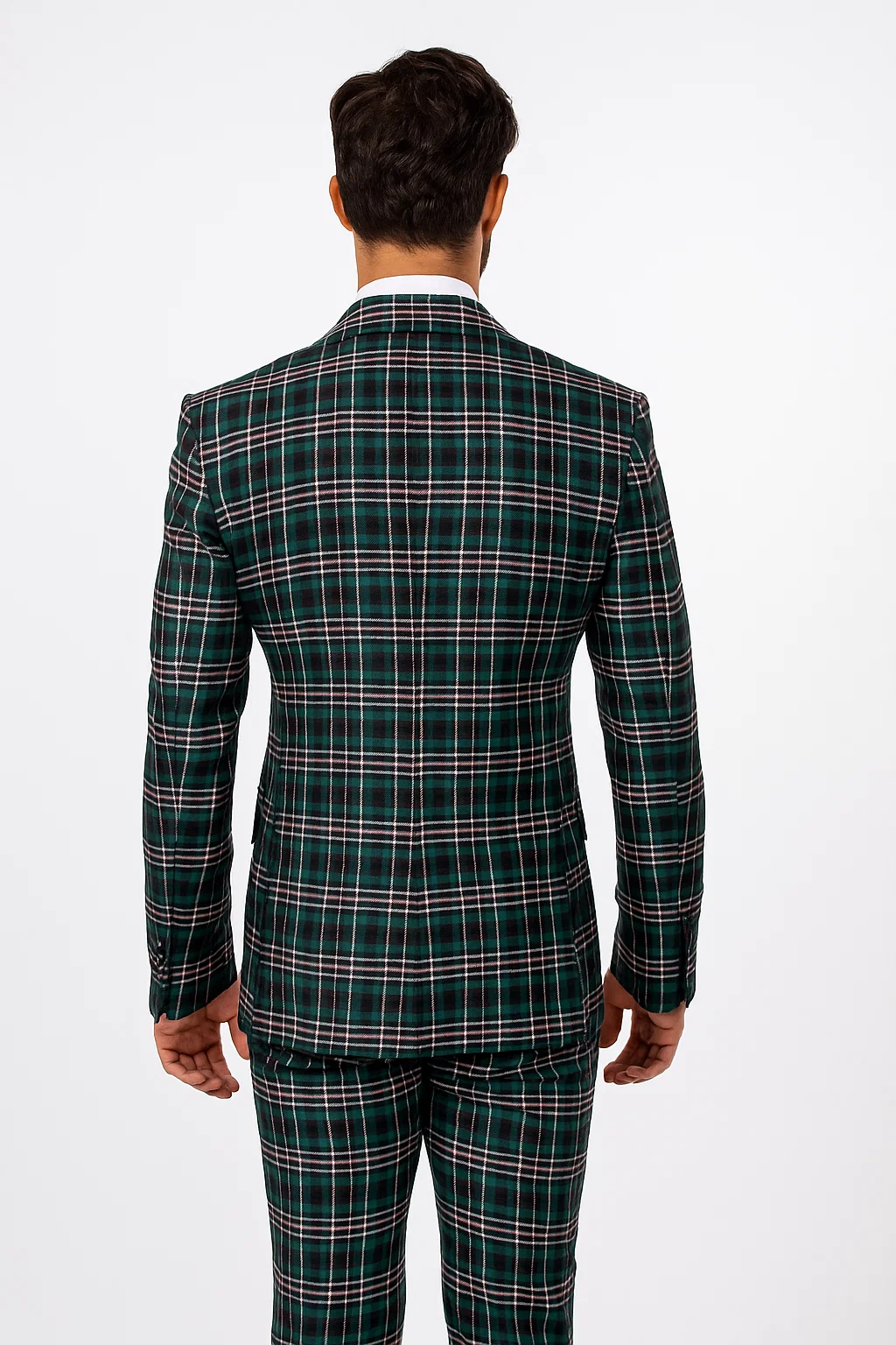 Suits With Baggy Pleated Pants - Wide Leg Pants 100% Wool - Classic Fit in Green Color by Rossiman