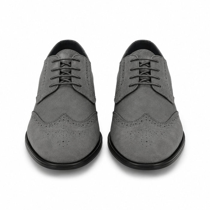 Polished Product Title: Bravo Men's Grey Vegan Suede Wingtip Dress Shoe for Weddings & Proms