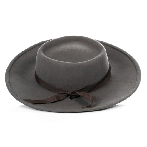 Grey Fedora Earp Wide Brim Hat by Ferrecci