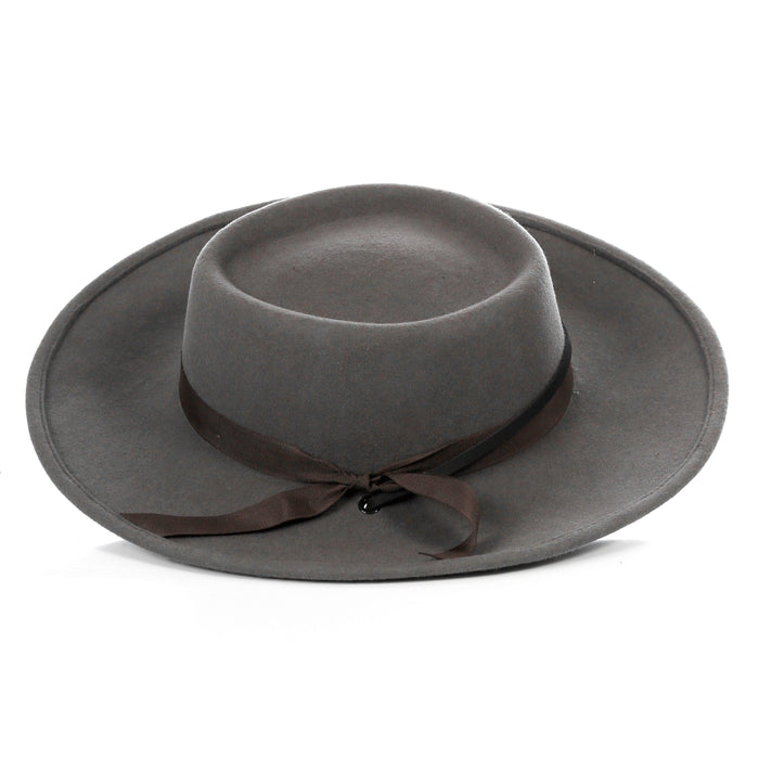 Grey Fedora Earp Wide Brim Hat by Ferrecci