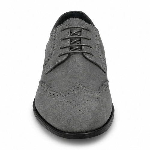 Polished Product Title: Bravo Men's Grey Vegan Suede Wingtip Dress Shoe for Weddings & Proms