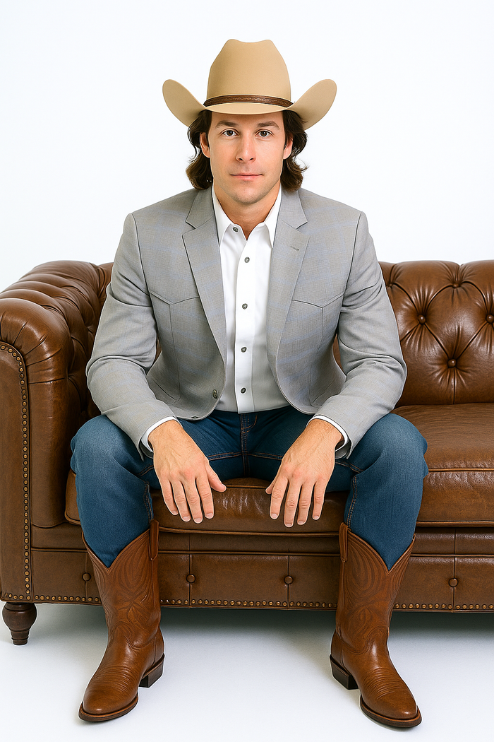 Saco Vaquero Western Blazer - Saco Para Hombre - Mens Double Button Western Grey Blazer